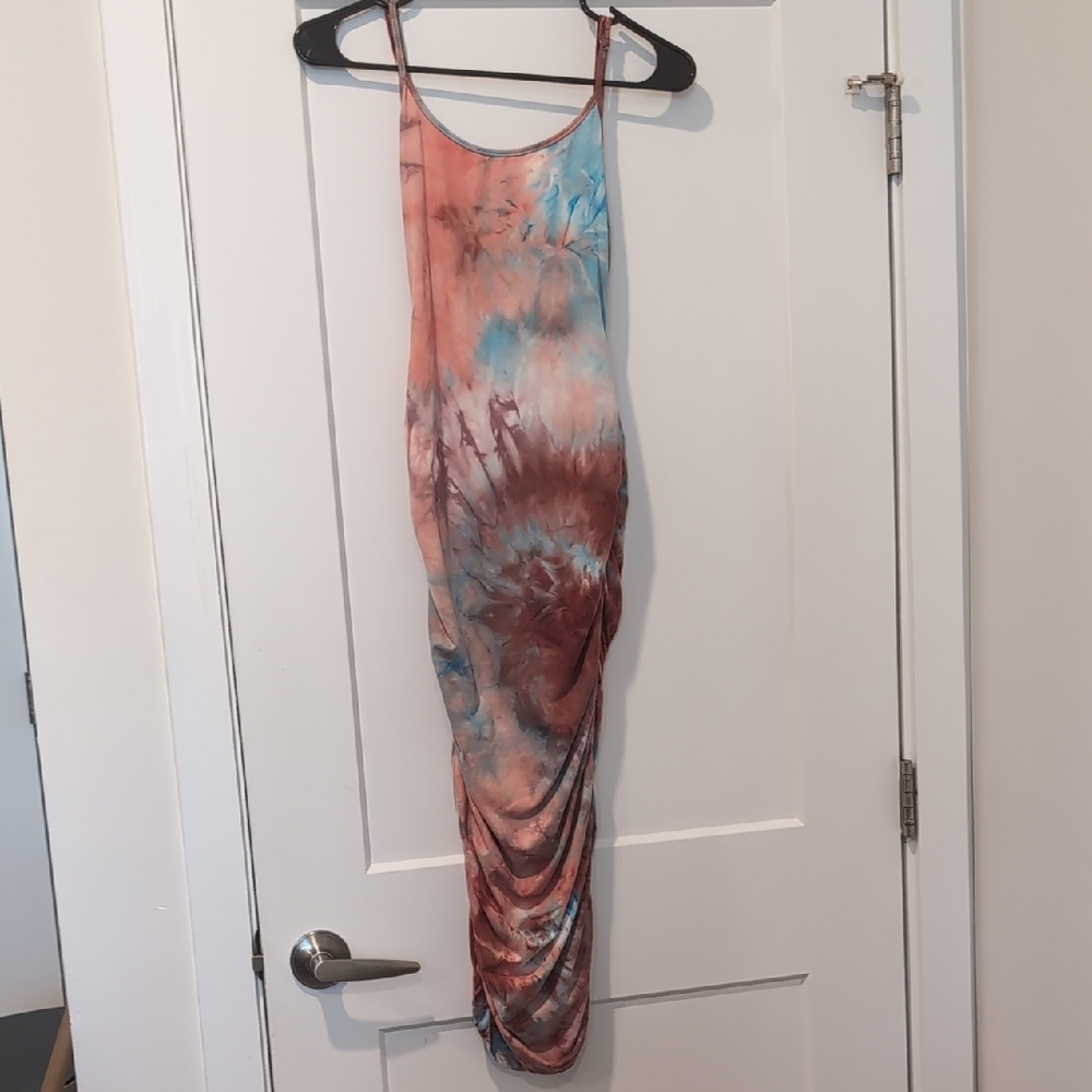 Fashion Nova Tie-Dye Maxi Dress - Blue and Brown